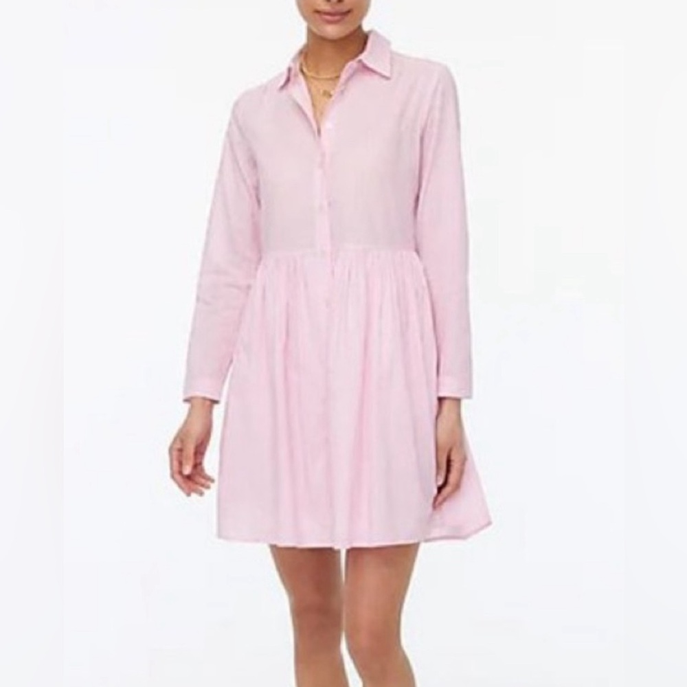 NWT J. Crew Pink Stripe Shirt Dress size 2